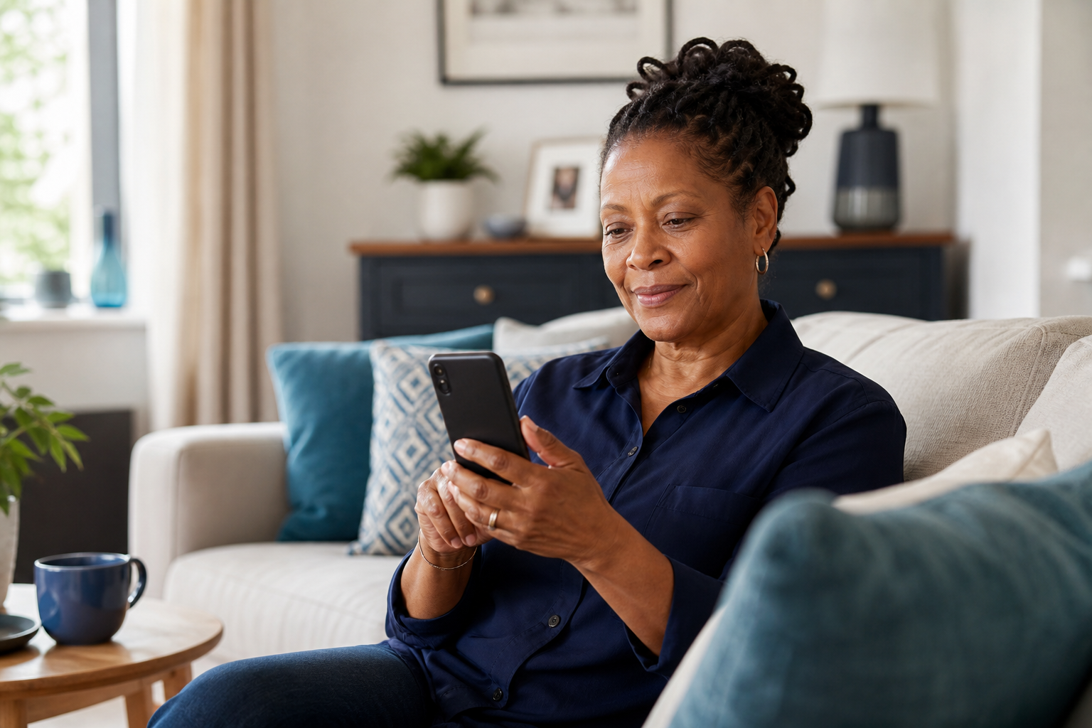 A WellTrust client relaxing comfortably at home